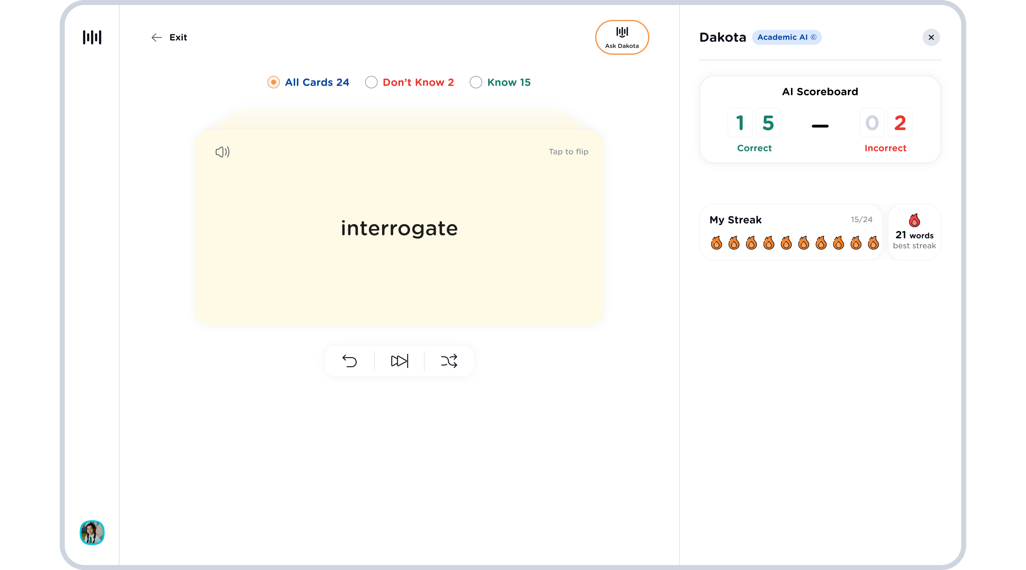 Pre-curated vocabulary flashcards aligned to the exam